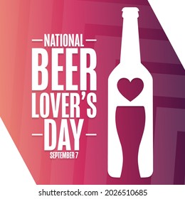 National Beer Lover’s Day. September 7. Holiday concept. Template for background, banner, card, poster with text inscription. Vector EPS10 illustration