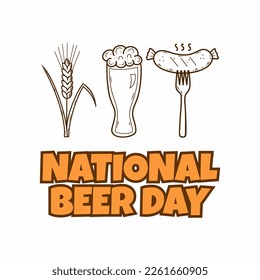 National Beer Day in USA. Retro style. Sketch by hand. Vector illustration for banner.