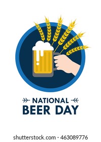 National Beer day vector illustration in flat style