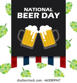 National Beer day vector illustration in flat style