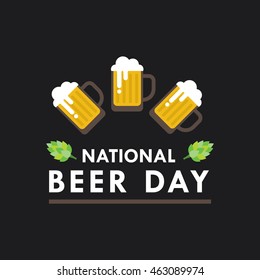 National Beer day vector illustration in flat style