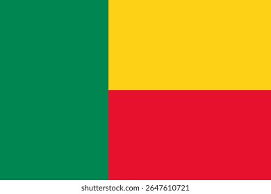 National Benin flag. High detailed flag of Benin. Africa. 3D illustration.