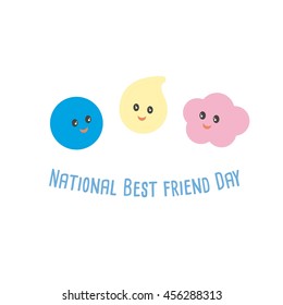 National Best Friend Day Holiday, Celebration, Card, Poster, Logo, Lettering, Words Vector Illustration.