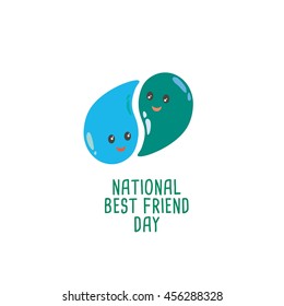 National Best friend Day Holiday, celebration, card, poster, logo, lettering, words vector illustration.