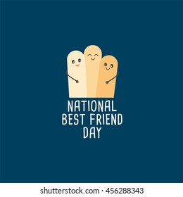 National Best Friend Day Holiday, Celebration, Card, Poster, Logo, Lettering, Words Vector Illustration.