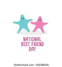 National Best Friend Day Holiday, Celebration, Card, Poster, Logo, Lettering, Words Vector Illustration.