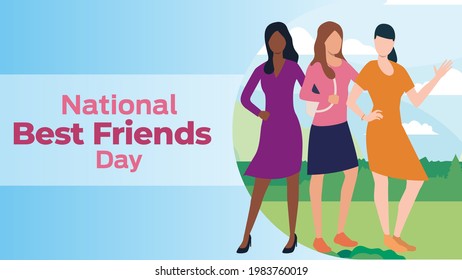 National Best Friends Day on june 8 business brochure flyer banner design horizontal template vector, cover presentation abstract, modern publication poster and flag-banner, layout in rectangle size.