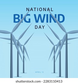national big wind day. big wind day vector illustration with wind mill ang globe. flat illustration for wind day.