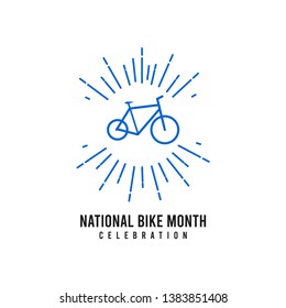 National Bike Month celebrate vector template. May celebrating design for greeting cards or print. 