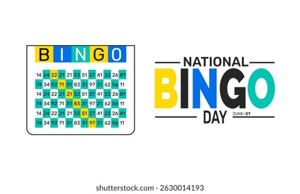 National Bingo  Day background, banner or poster design template. observed every year in June. Holiday concept. Use to any Template, card, poster, placard, template