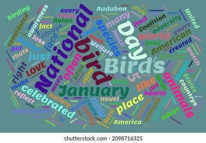 National Bird Day 5 January Word Cloud With Color Background Trending Topic