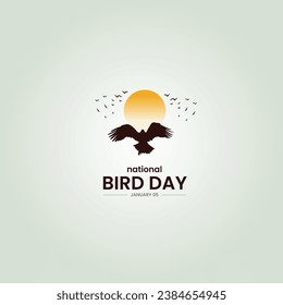 national bird day. Birds flying on sky background. 