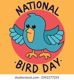 National Bird Day lettering inscription. Handwriting National Bird Day words. Calligraphy text banner. Hand drawn vector art.