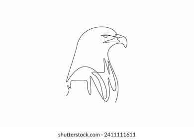 National Bird Day. Single continuous line drawing of impressive strong eagle head for company mascot and logo. Glared falcon staring ahead. Illustration graphic design vector 