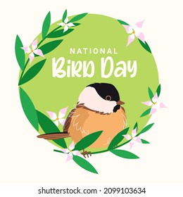 National Bird Day Vektor Illustration auf weißem Hintergrund. Geeignet für Grußkartenposter und Banner. Flacher Vektor. Carolina-Hühnervogel