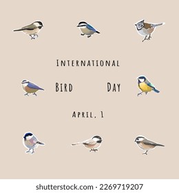 National Bird Day Vector Illustration on beige background. Suitable for greeting card poster and banner.
