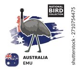 National Bird Set Australia Emu Vector Character