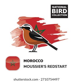 National Bird Set Morocco Redstart Vector Character
