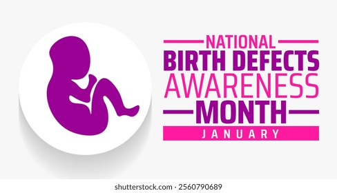 National Birth Defects Awareness Month background, banner or poster design template. observed every year in January. Holiday concept. Use to any Template, card, poster, placard, template.