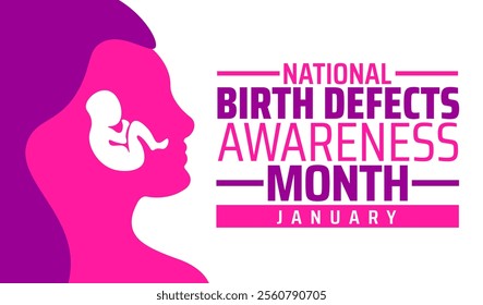 National Birth Defects Awareness Month background, banner or poster design template. observed every year in January. Holiday concept. Use to any Template, card, poster, placard, template.