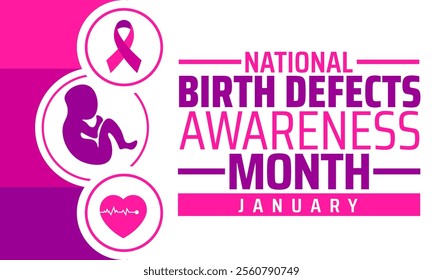 National Birth Defects Awareness Month background, banner or poster design template. observed every year in January. Holiday concept. Use to any Template, card, poster, placard, template.