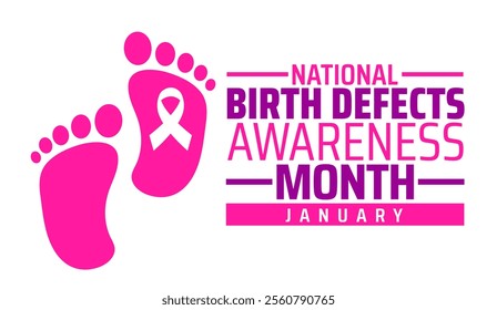 National Birth Defects Awareness Month background, banner or poster design template. observed every year in January. Holiday concept. Use to any Template, card, poster, placard, template.