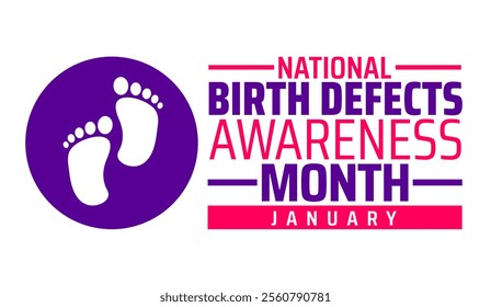 National Birth Defects Awareness Month background, banner or poster design template. observed every year in January. Holiday concept. Use to any Template, card, poster, placard, template.