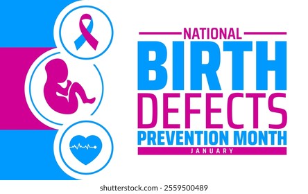 National Birth Defects Prevention Month background, banner or poster design template. observed every year in January. Holiday concept. Use to any Template, card, poster, placard, template.