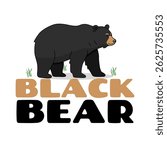 National Black Bear Day to celebrate on June 7th. Illustration of a big black bear with bold text on white background. Animal event banner.