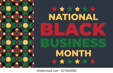 National Black Business Month in August. Greeting card, poster, banner concept. Vector EPS 10.