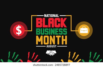 National Black Business Month August Feiertagskonzept Hintergrund, Banner, Plakat, Karte und Poster Design Vorlage mit Band, Textinschrift und Standardfarbe. Vektorgrafik.
