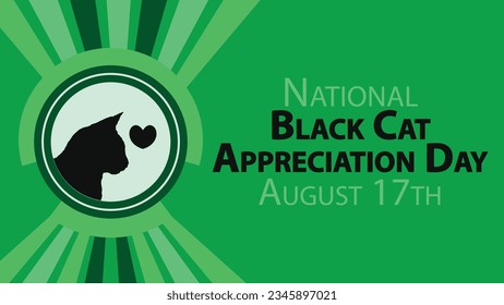 National Black Cat Appreciation Day vector banner design. Happy National Black Cat Appreciation Day modern minimal graphic poster illustration.