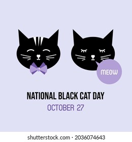 National Black Cat Day Greeting Card Stock Vector (Royalty Free ...