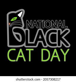 National Black Cat Day Illustration Vector