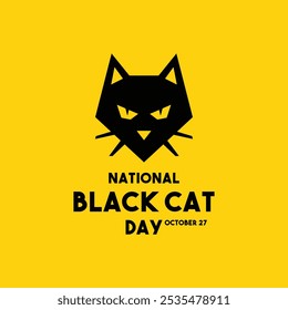 National Black Cat Day. October 27. Yellow background. Eps 10.