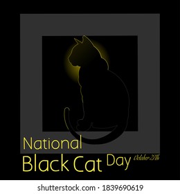 National Black Cat Day On October 27th. Vector Illustration