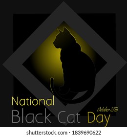 National Black Cat Day On October 27th. Vector Illustration