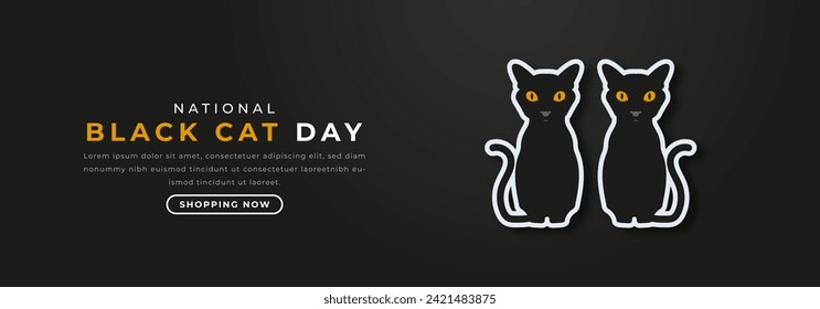 National Black Cat Day Paper cut style Vector Design Illustration for Background, Poster, Banner, Advertising, Greeting Card