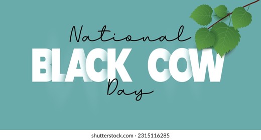 National Black Cow Day on June 10. Suitable for greeting card, poster, banner with handwritten calligraphy.