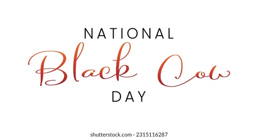 National Black Cow Day on June 10. Suitable for greeting card, poster, banner with handwritten calligraphy.