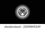 National Black and white of Kyrgyzstan vector flag design and illustration 