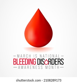 National Bleeding Disorders awareness month is observed every year in March, This observance raises awareness for bleeding disorders such as hemophilia. Vector illustration