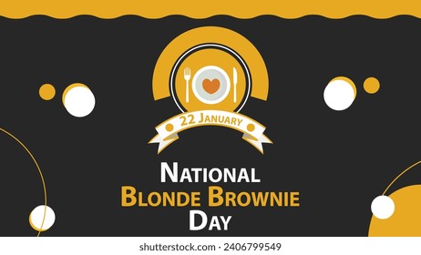 National Blonde Brownie Day  vector banner design with geometric shapes and vibrant colors on a horizontal background. Happy National Blonde Brownie Day modern minimal poster.