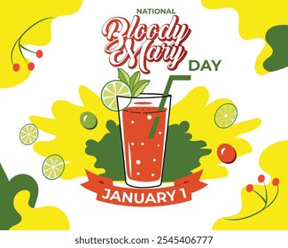 National Bloody Mary Day, banner, flyer, poster, January vector illustration