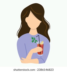 National Bloody Mary Day. Girl with a cocktail.