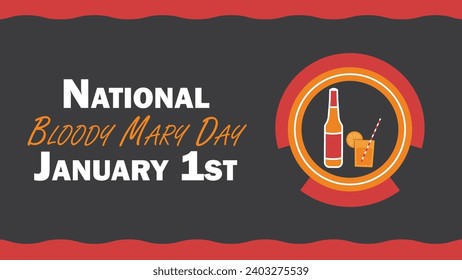 National Bloody Mary Day  vector banner design with geometric shapes and vibrant colors on a horizontal background. Happy National Bloody Mary Day modern poster