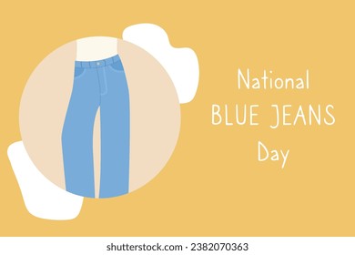 National Blue Jeans Day. Woman high waisted regular cut jeans Denim day.