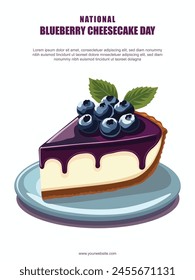 National Blueberry Cheesecake Day background. Vector illustration.