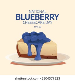 National Blueberry Cheesecake Day vector design for celebration. bluberry cheesecake vector illustration. cake image. flat cake design. blueberry cake image.