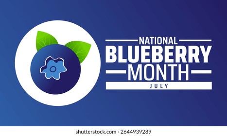 National Blueberry Month banner fundo ou modelo de design de cartaz. observado todos os anos em julho. Conceito de férias. Use para qualquer modelo, cartão, cartaz, cartaz, modelo.